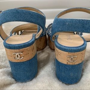 chanel denim cork sandals 40